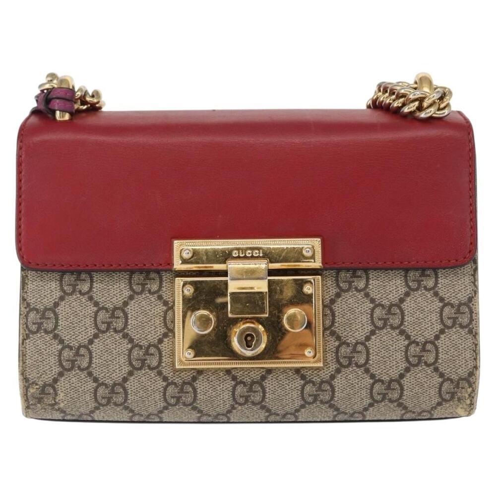 Gucci GG Supreme Chain Shoulder Bag Beige